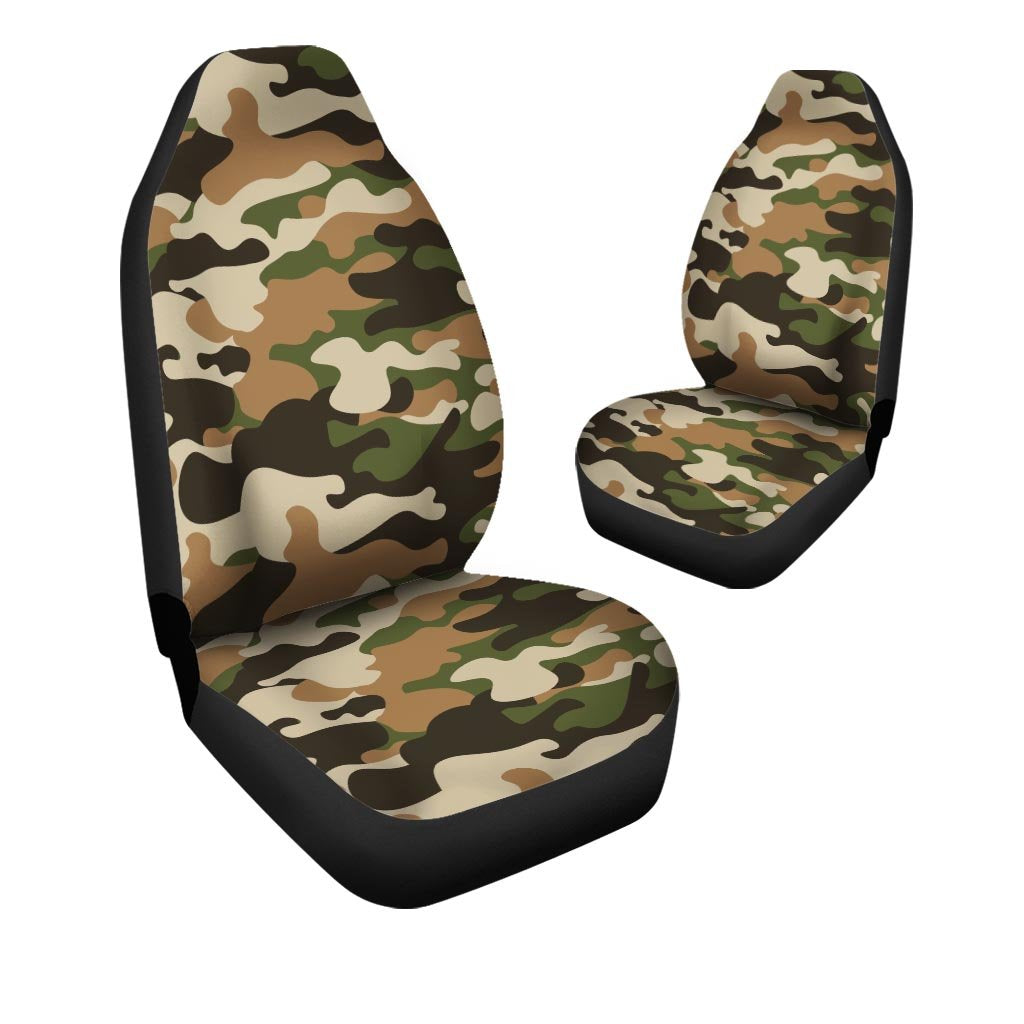 Green And Brown Camouflage Print Car Seat Covers-grizzshop