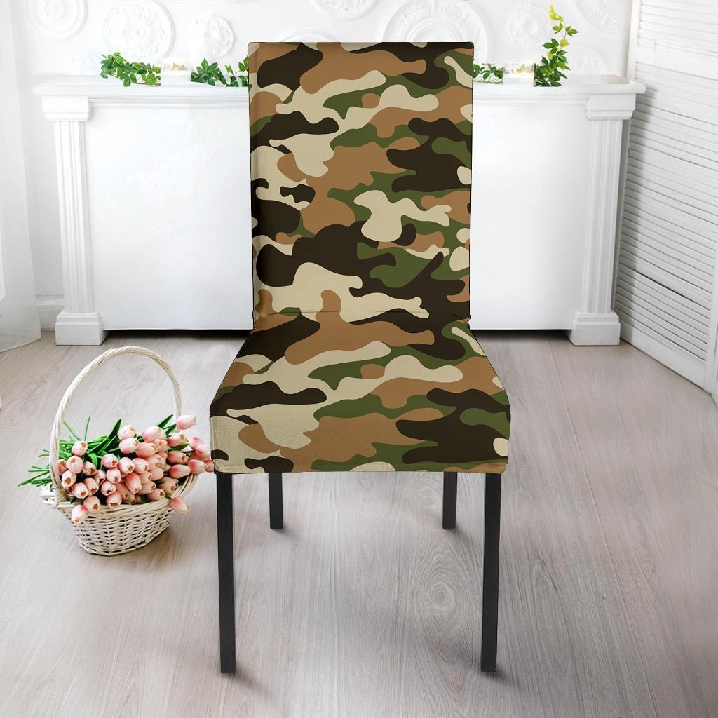 Green And Brown Camouflage Print Chair Cover-grizzshop