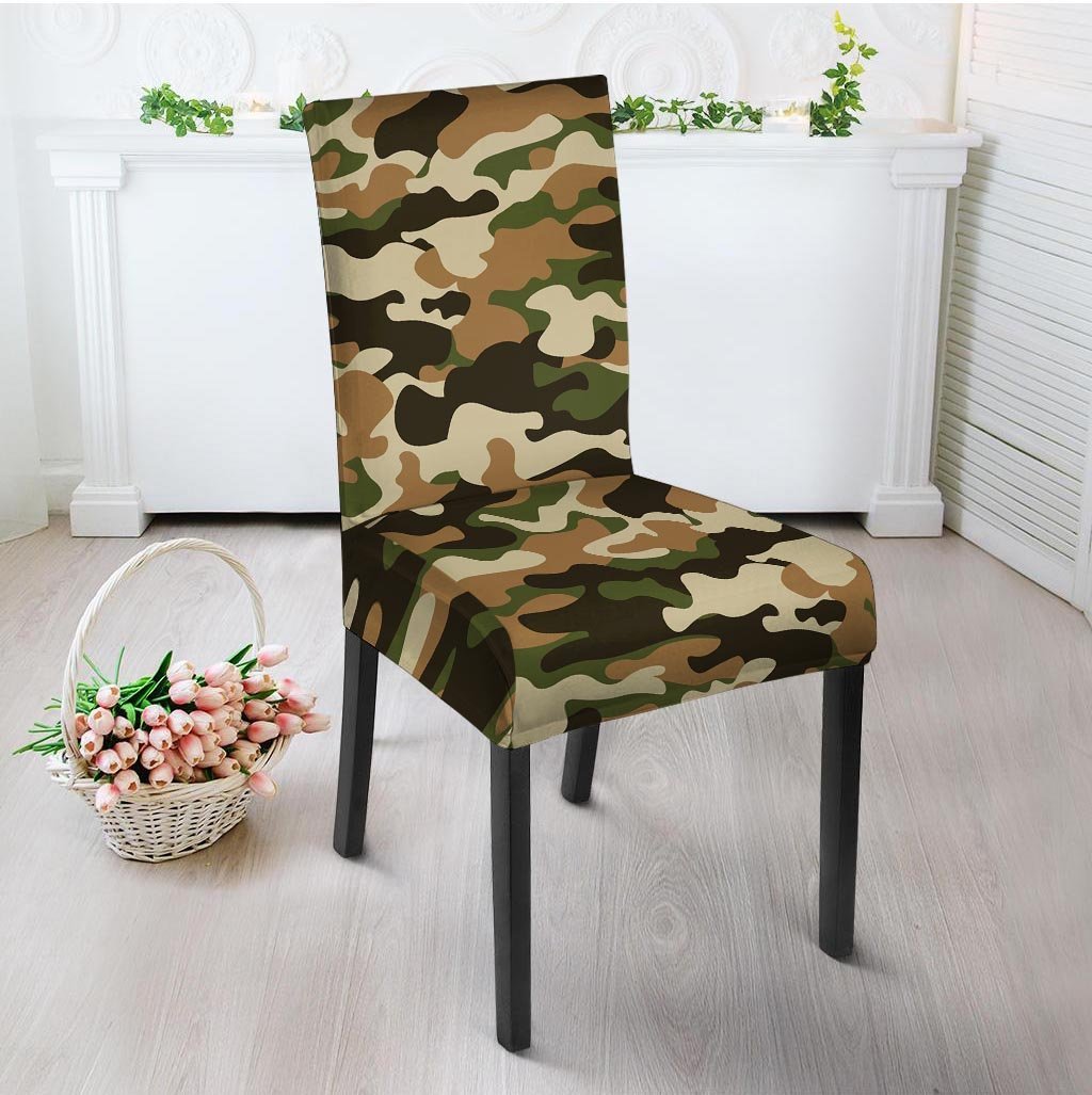 Green And Brown Camouflage Print Chair Cover-grizzshop