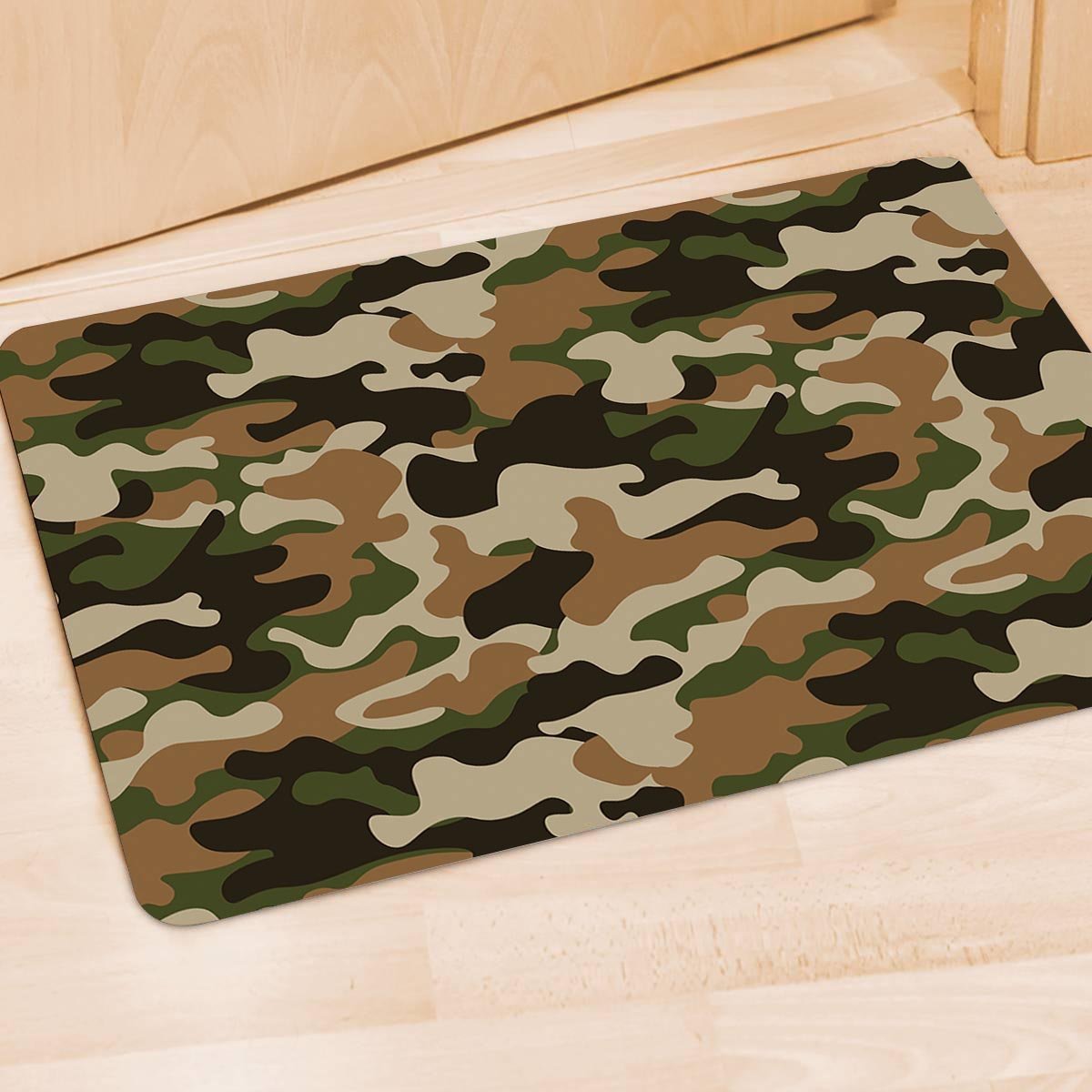 Green And Brown Camouflage Print Door Mat-grizzshop