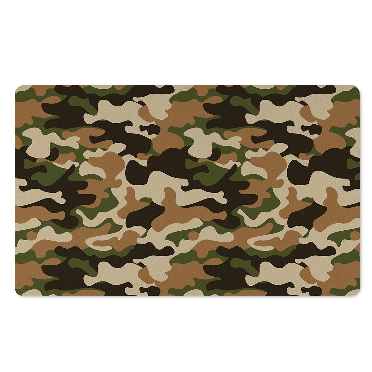 Green And Brown Camouflage Print Door Mat-grizzshop