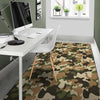 Green And Brown Camouflage Print Floor Mat-grizzshop