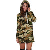 Green And Brown Camouflage Print Hoodie Dress-grizzshop