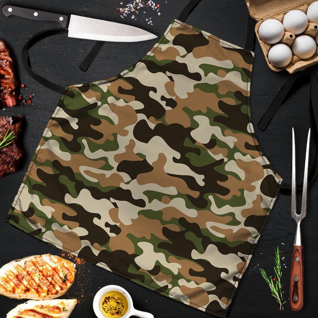 Green And Brown Camouflage Print Men's Apron-grizzshop