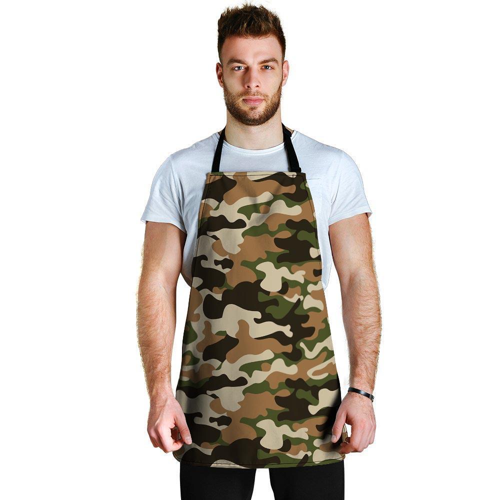 Green And Brown Camouflage Print Men's Apron-grizzshop