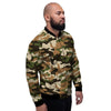 Green And Brown Camouflage Print Men's Bomber Jacket-grizzshop