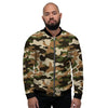 Green And Brown Camouflage Print Men's Bomber Jacket-grizzshop