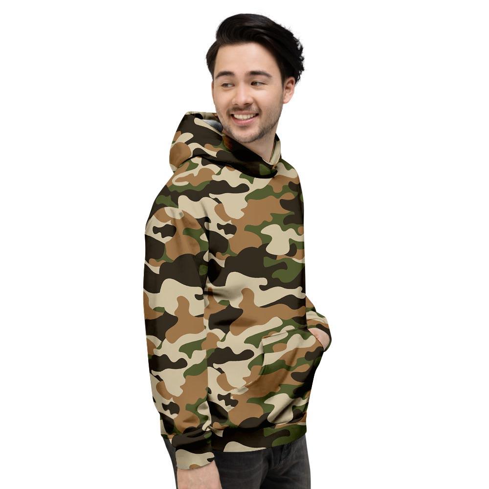 Green And Brown Camouflage Print Men's Hoodie-grizzshop