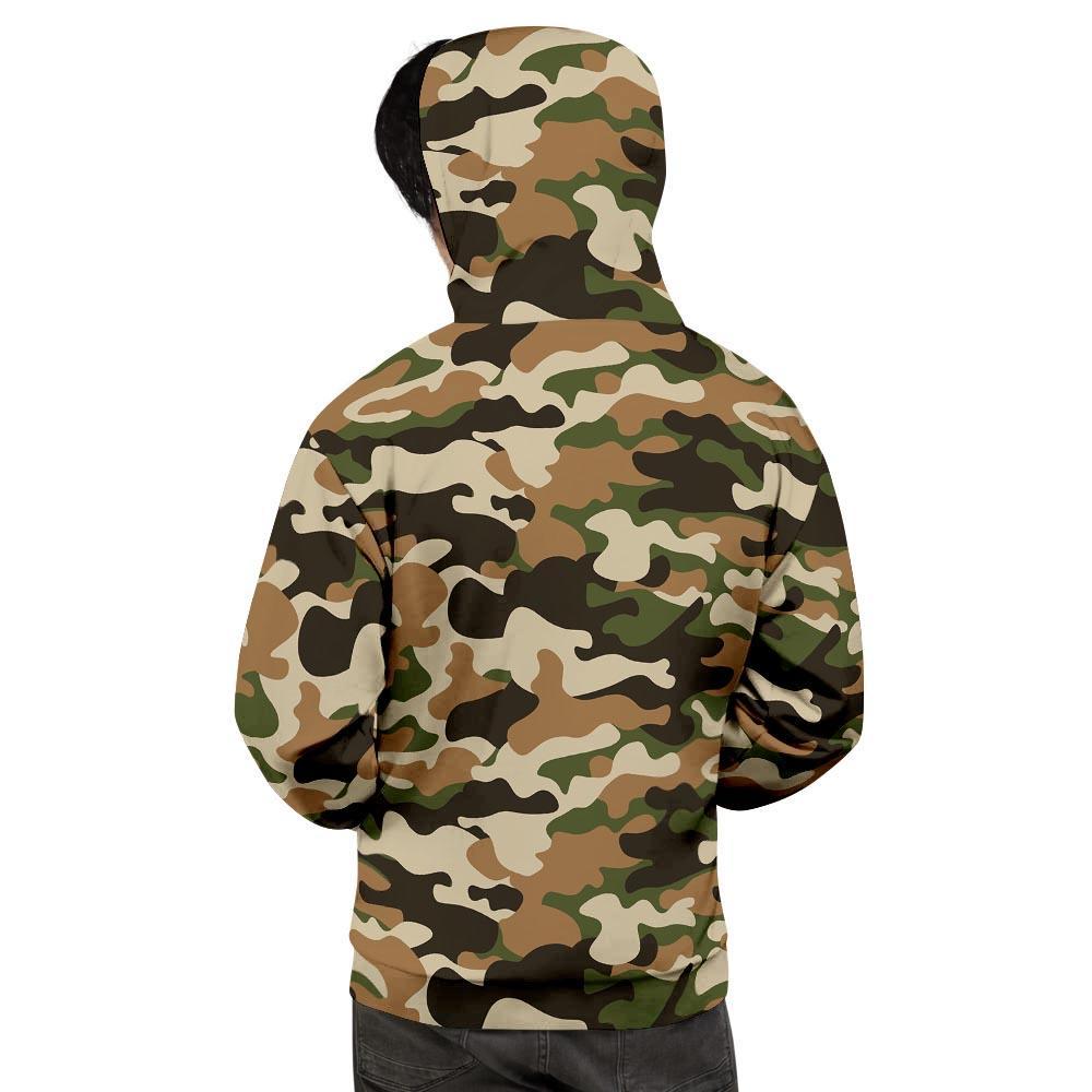 Green And Brown Camouflage Print Men's Hoodie-grizzshop