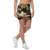 Green And Brown Camouflage Print Mini Skirt-grizzshop