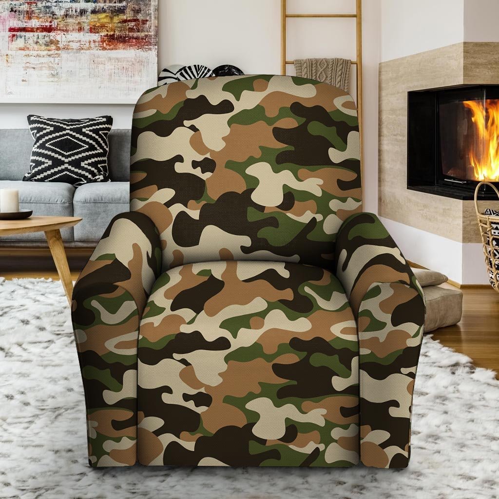 Green And Brown Camouflage Print Recliner Cover-grizzshop