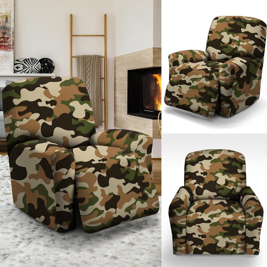 Green And Brown Camouflage Print Recliner Cover-grizzshop