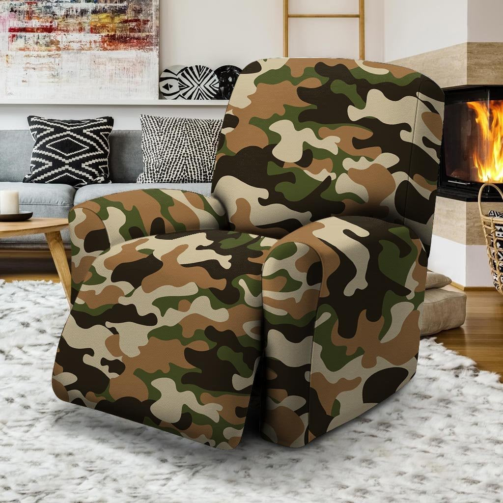 Green And Brown Camouflage Print Recliner Cover-grizzshop