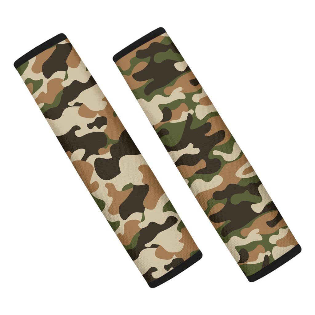 Green And Brown Camouflage Print Seat Belt Cover-grizzshop