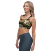 Green And Brown Camouflage Print Sports Bra-grizzshop