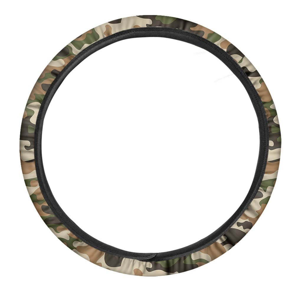 Green And Brown Camouflage Print Steering Wheel Cover-grizzshop