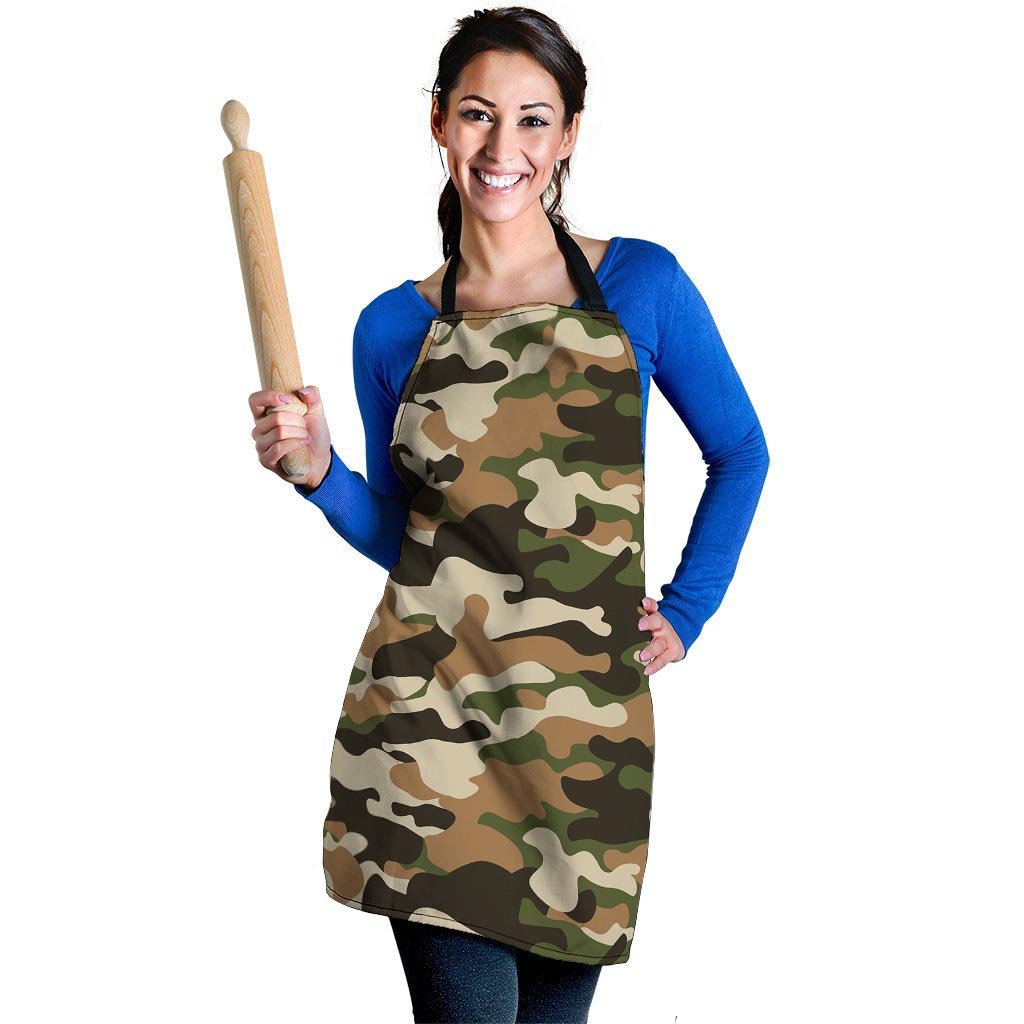 Green And Brown Camouflage Print Women's Apron-grizzshop