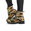 Green And Brown Camouflage Print Women's Boots-grizzshop