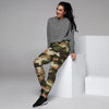 Green And Brown Camouflage Print Women's Joggers-grizzshop