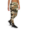 Green And Brown Camouflage Print Women's Joggers-grizzshop