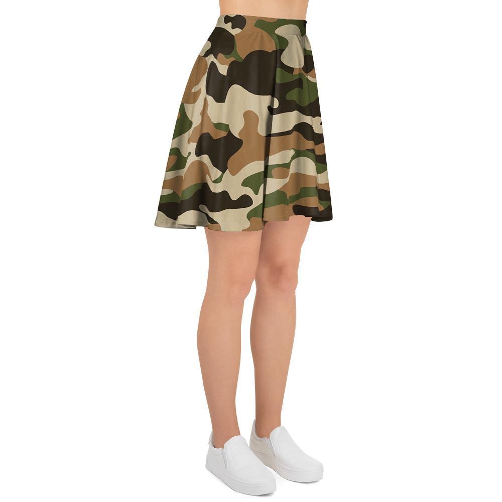 Green And Brown Camouflage Print Women's Skirt-grizzshop