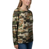 Green And Brown Camouflage Print Women's Sweatshirt-grizzshop