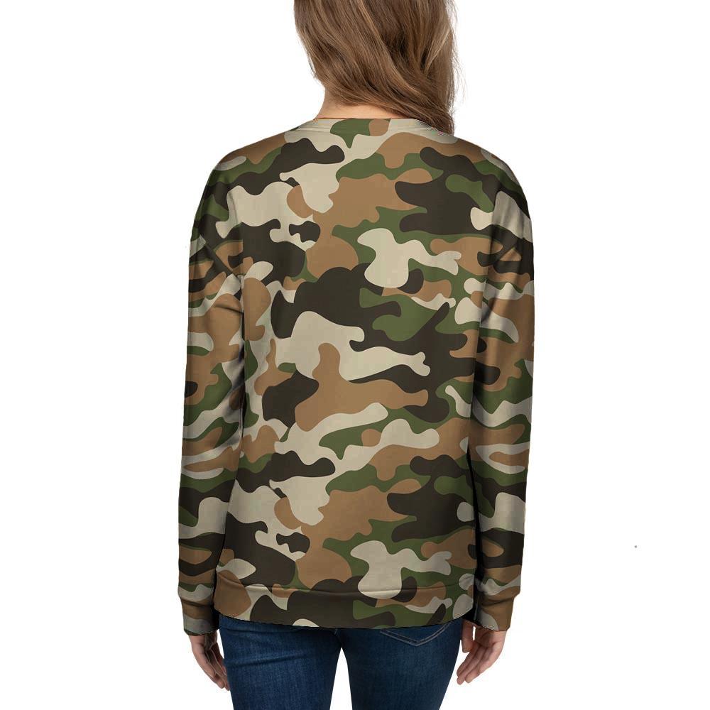 Green And Brown Camouflage Print Women's Sweatshirt-grizzshop