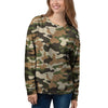 Green And Brown Camouflage Print Women's Sweatshirt-grizzshop