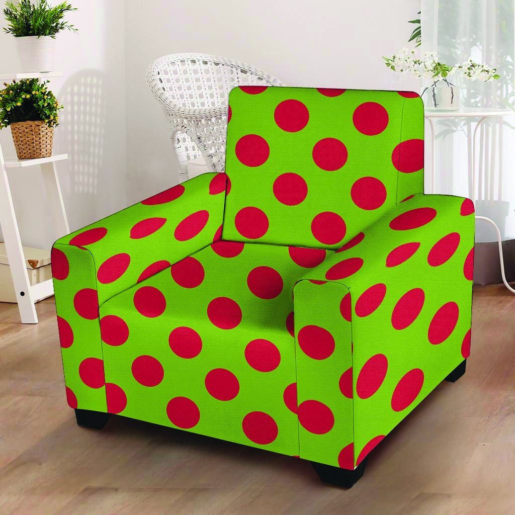 Green And Red Polka Dot Armchair Cover-grizzshop