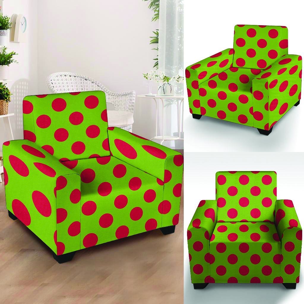 Green And Red Polka Dot Armchair Cover-grizzshop