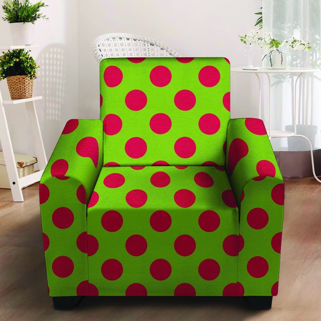 Green And Red Polka Dot Armchair Cover-grizzshop