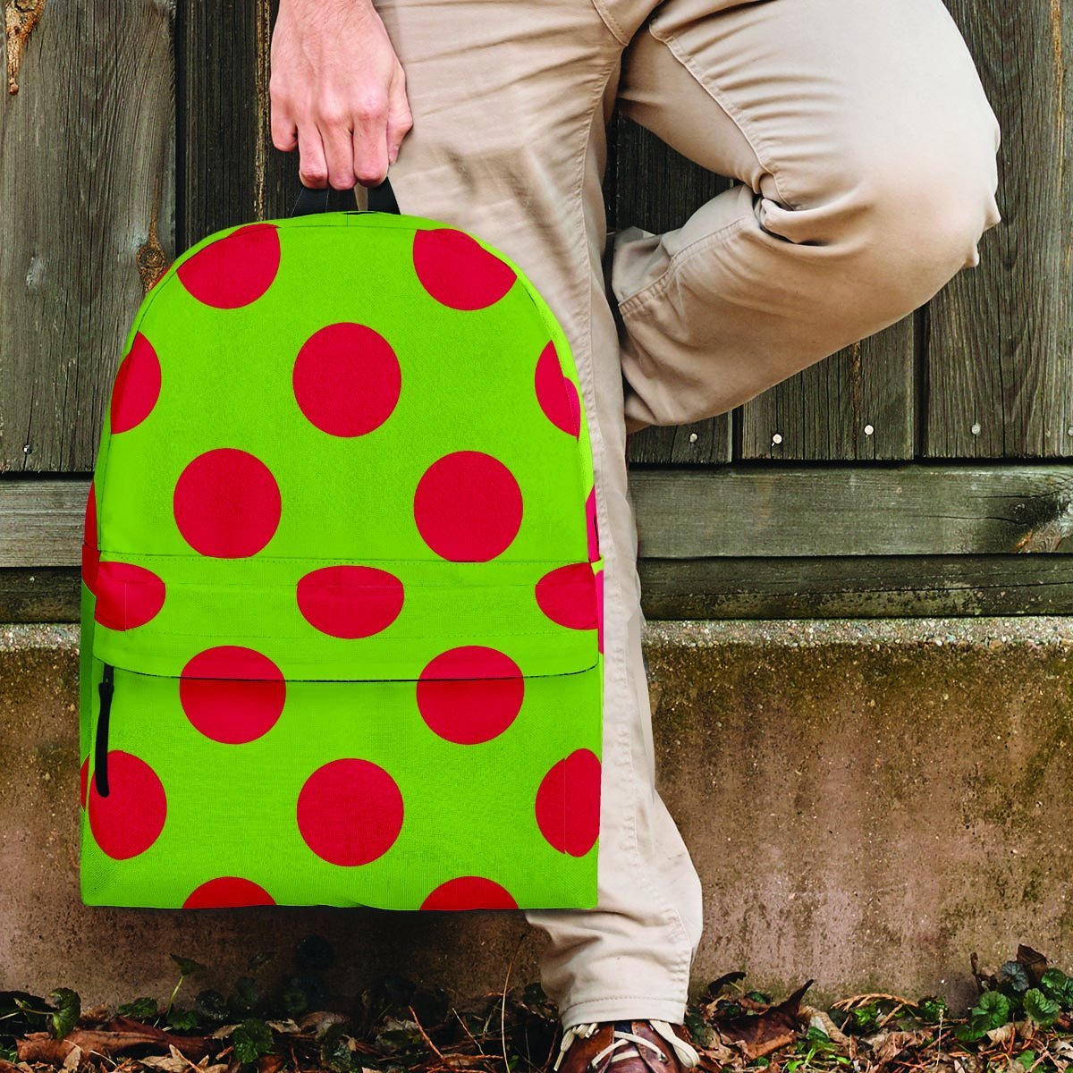 Green And Red Polka Dot Backpack-grizzshop