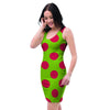 Green And Red Polka Dot Bodycon Dress-grizzshop