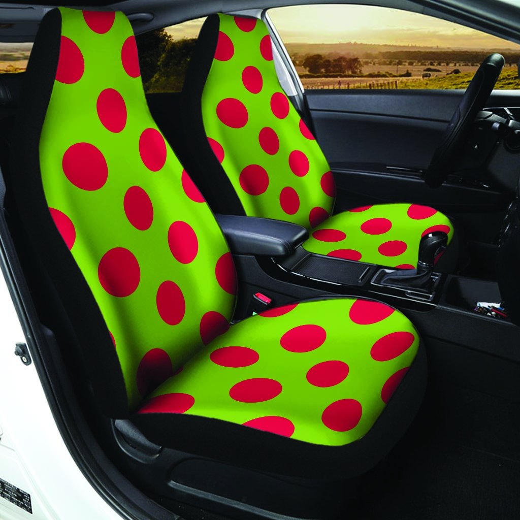 Green And Red Polka Dot Car Seat Covers-grizzshop