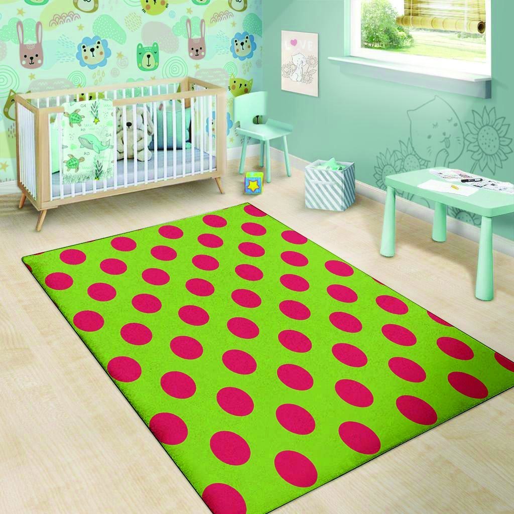 Green And Red Polka Dot Floor Mat-grizzshop