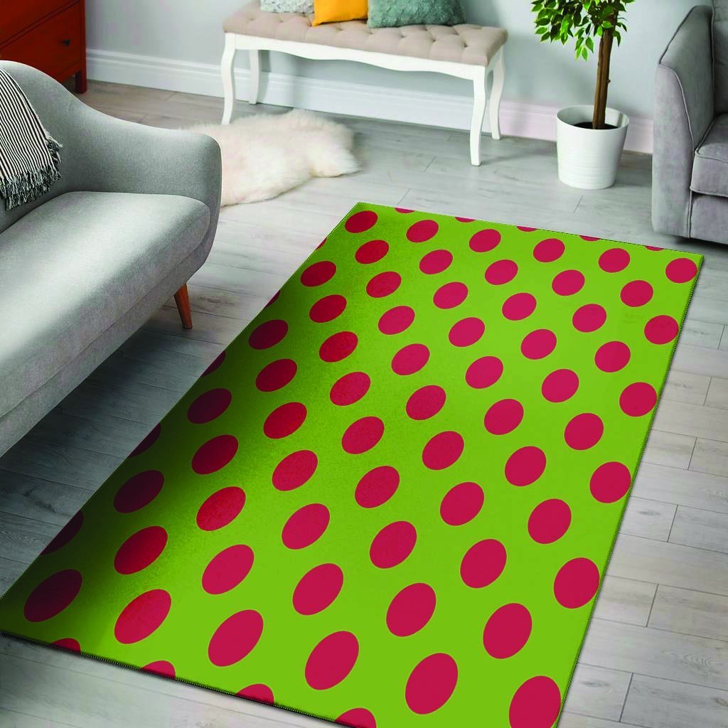 Green And Red Polka Dot Floor Mat-grizzshop