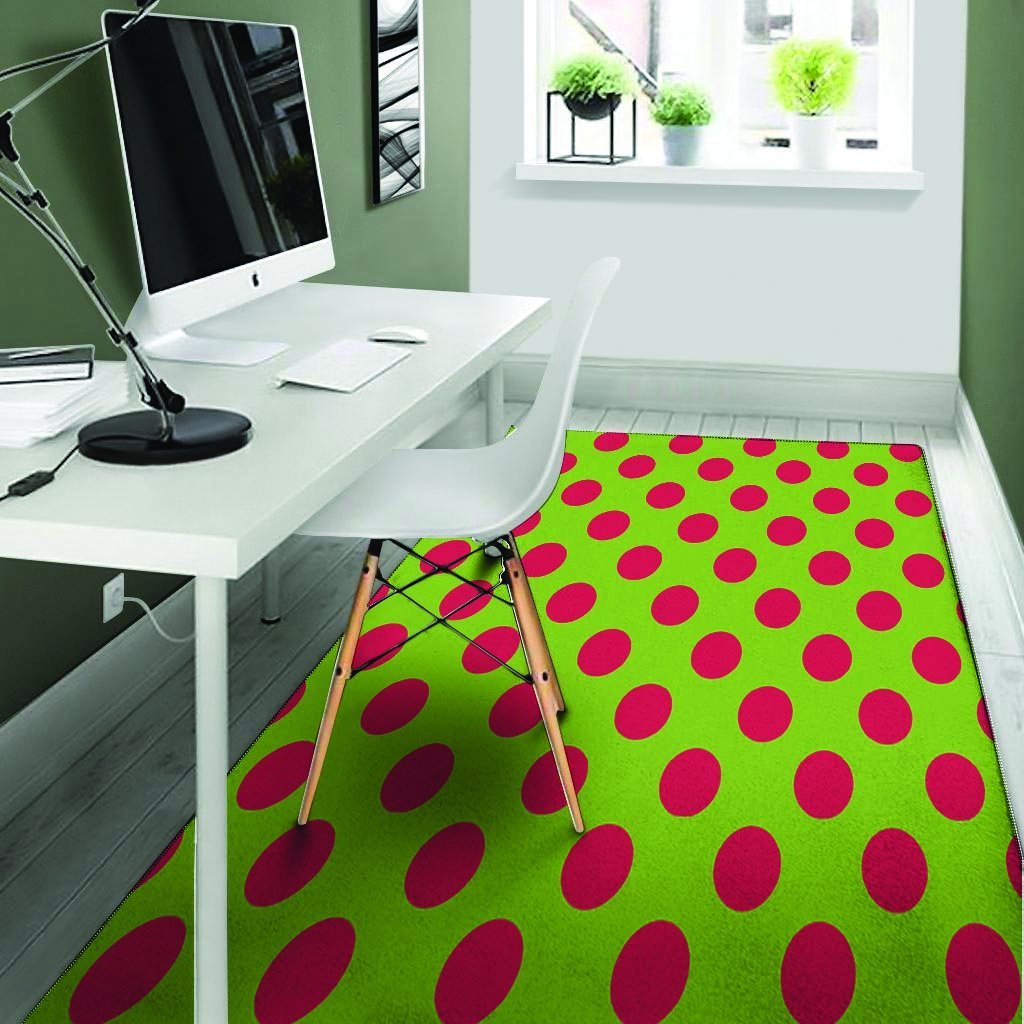 Green And Red Polka Dot Floor Mat-grizzshop