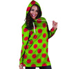 Green And Red Polka Dot Hoodie Dress-grizzshop