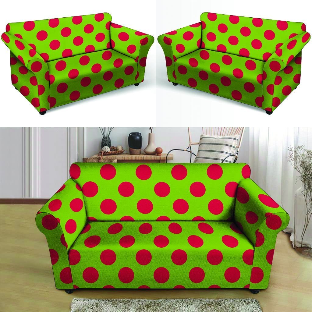 Green And Red Polka Dot Loveseat Cover-grizzshop