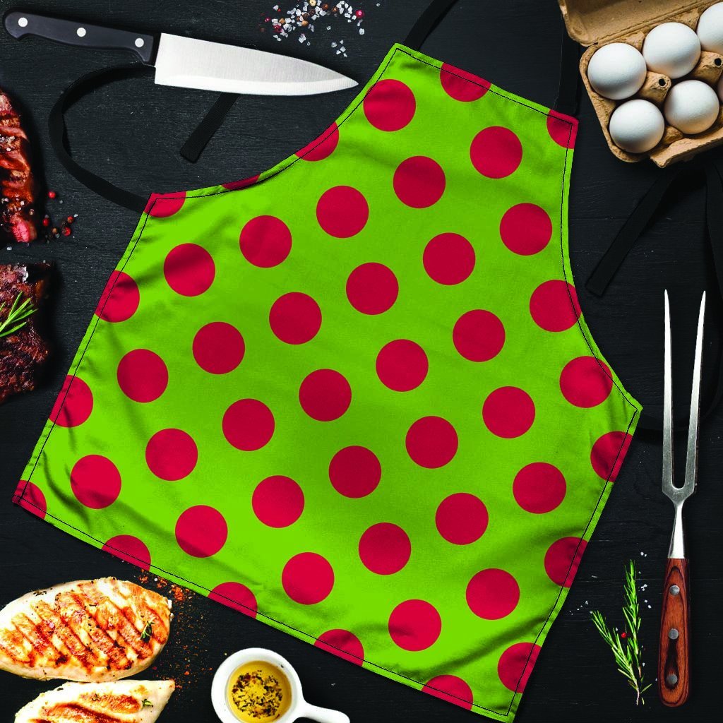 Green And Red Polka Dot Men's Apron-grizzshop