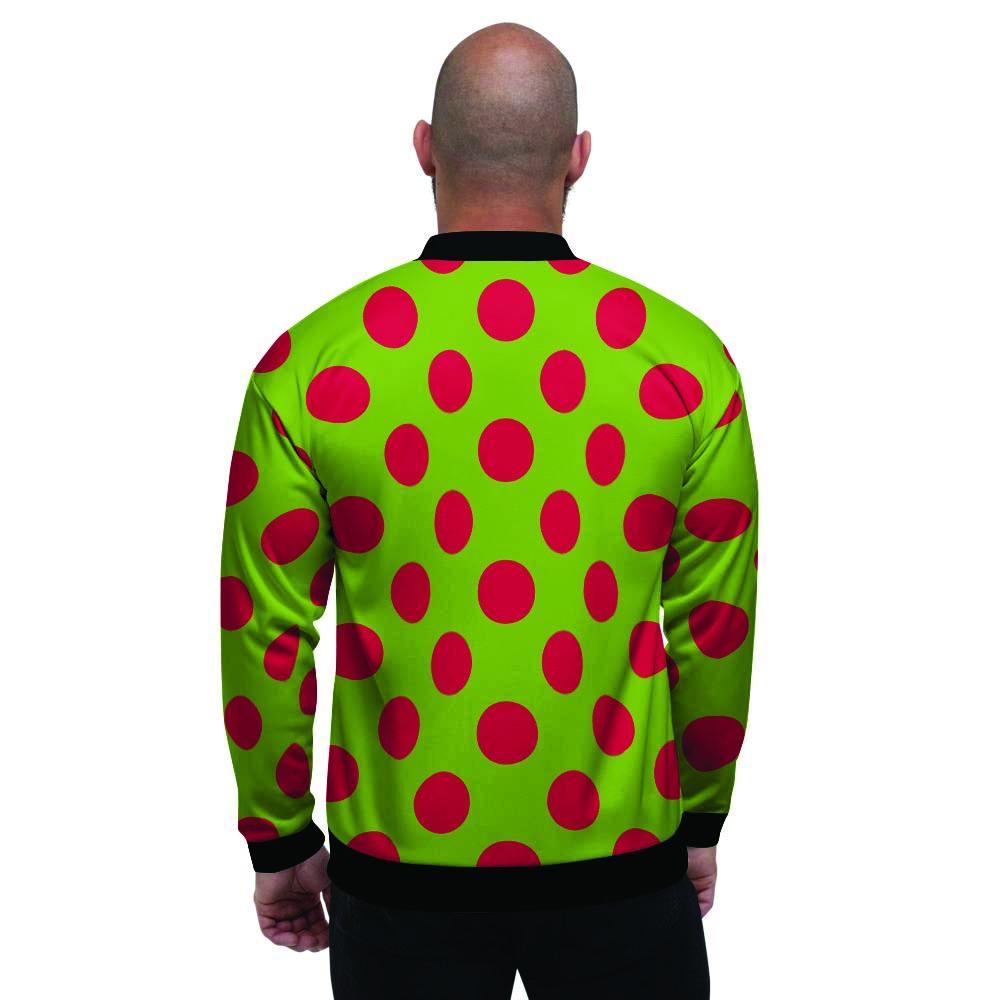 Green And Red Polka Dot Men's Bomber Jacket-grizzshop