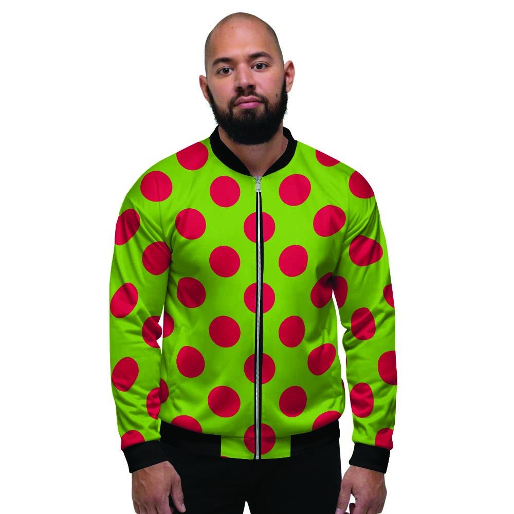 Green And Red Polka Dot Men's Bomber Jacket-grizzshop