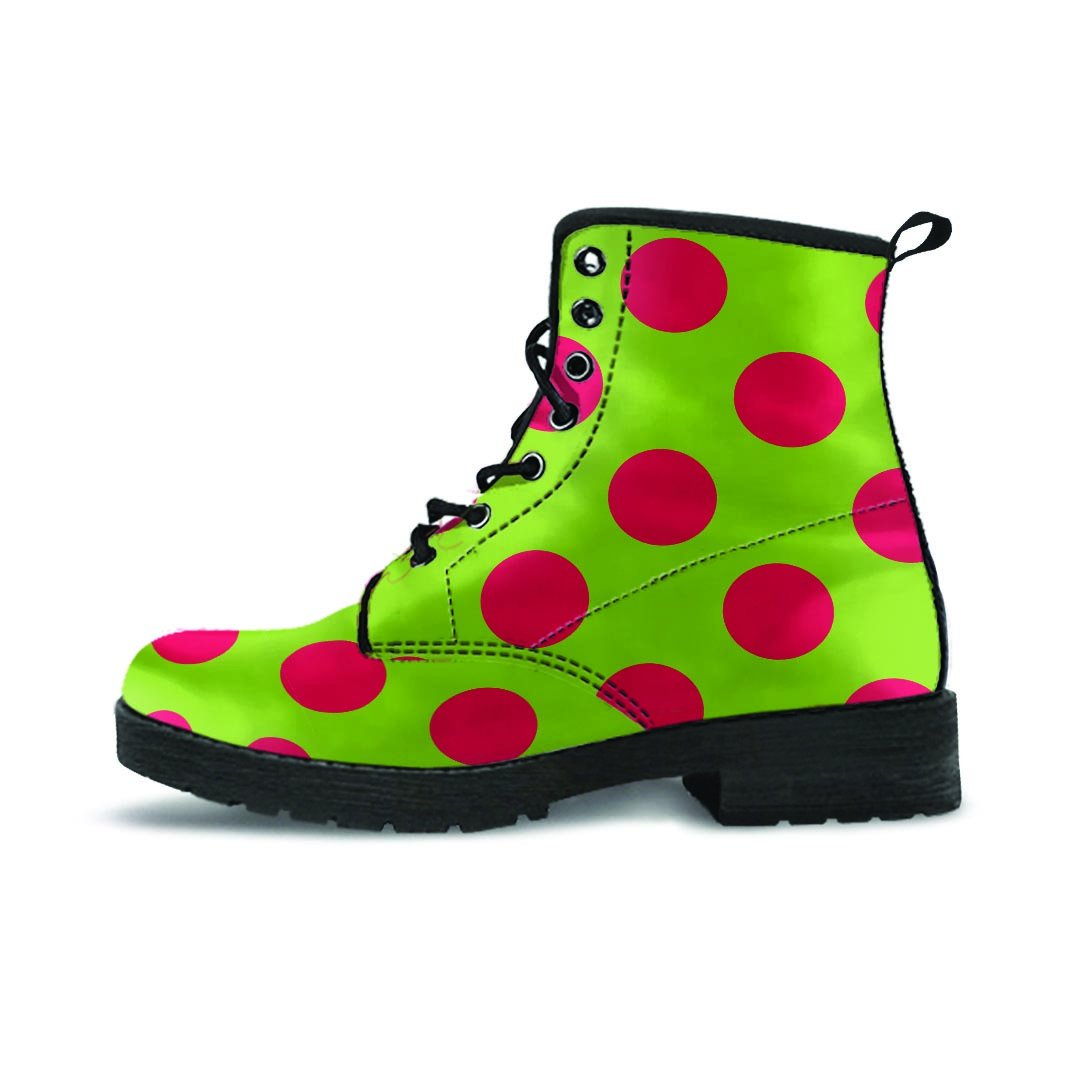 Green And Red Polka Dot Men's Boots-grizzshop