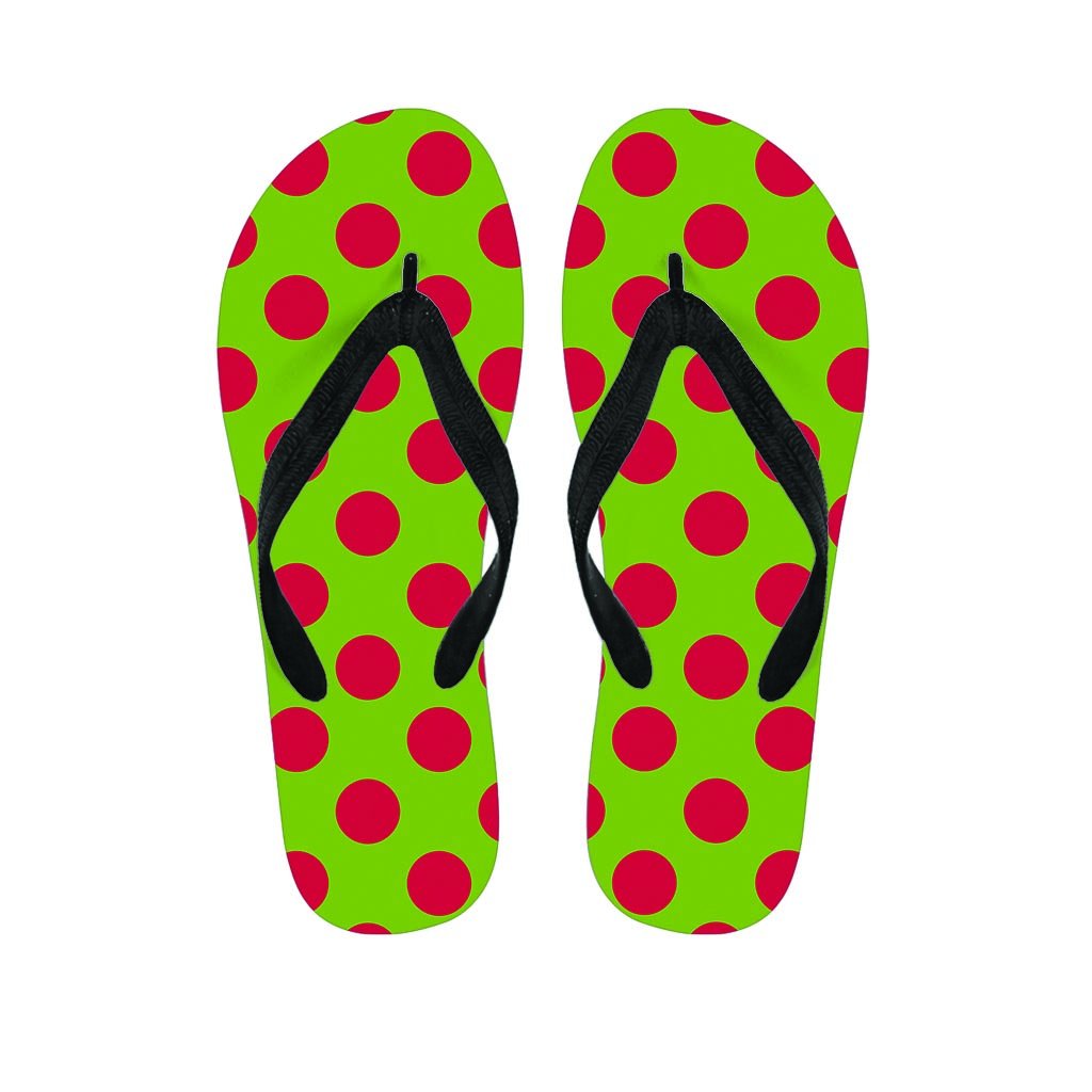 Green And Red Polka Dot Men's Flip Flops-grizzshop