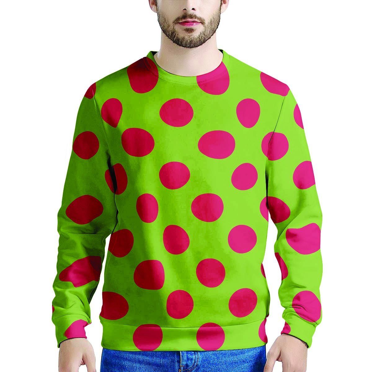 Green And Red Polka Dot Men's Sweatshirt-grizzshop