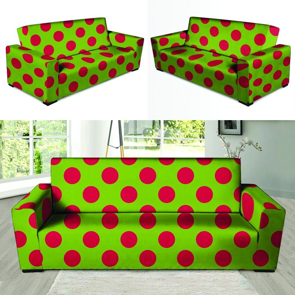 Green And Red Polka Dot Sofa Cover-grizzshop