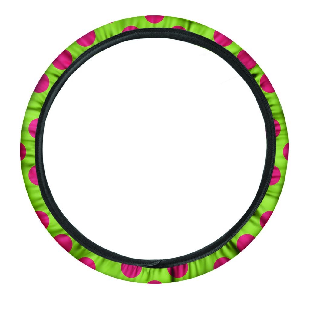 Green And Red Polka Dot Steering Wheel Cover-grizzshop