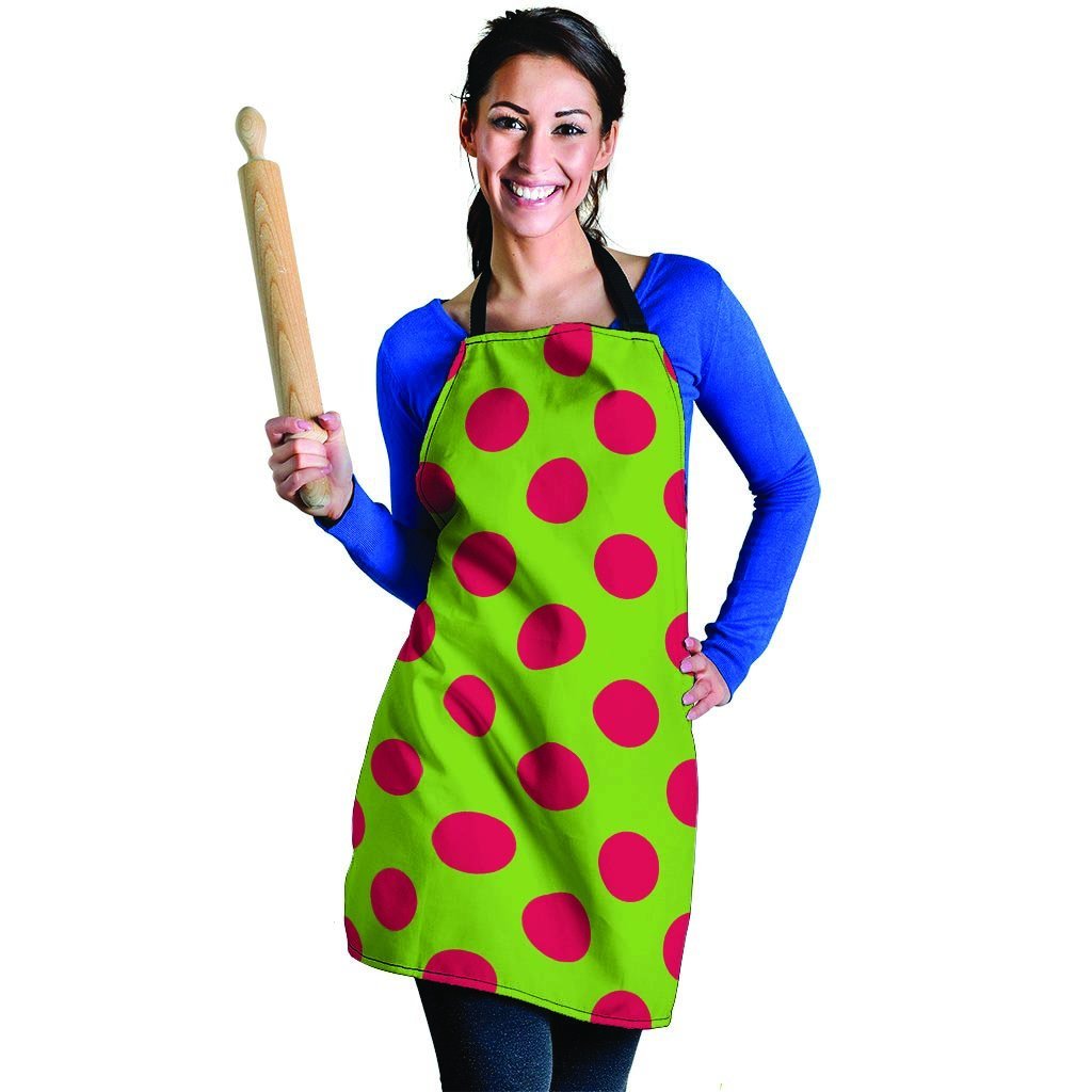 Green And Red Polka Dot Women's Apron-grizzshop