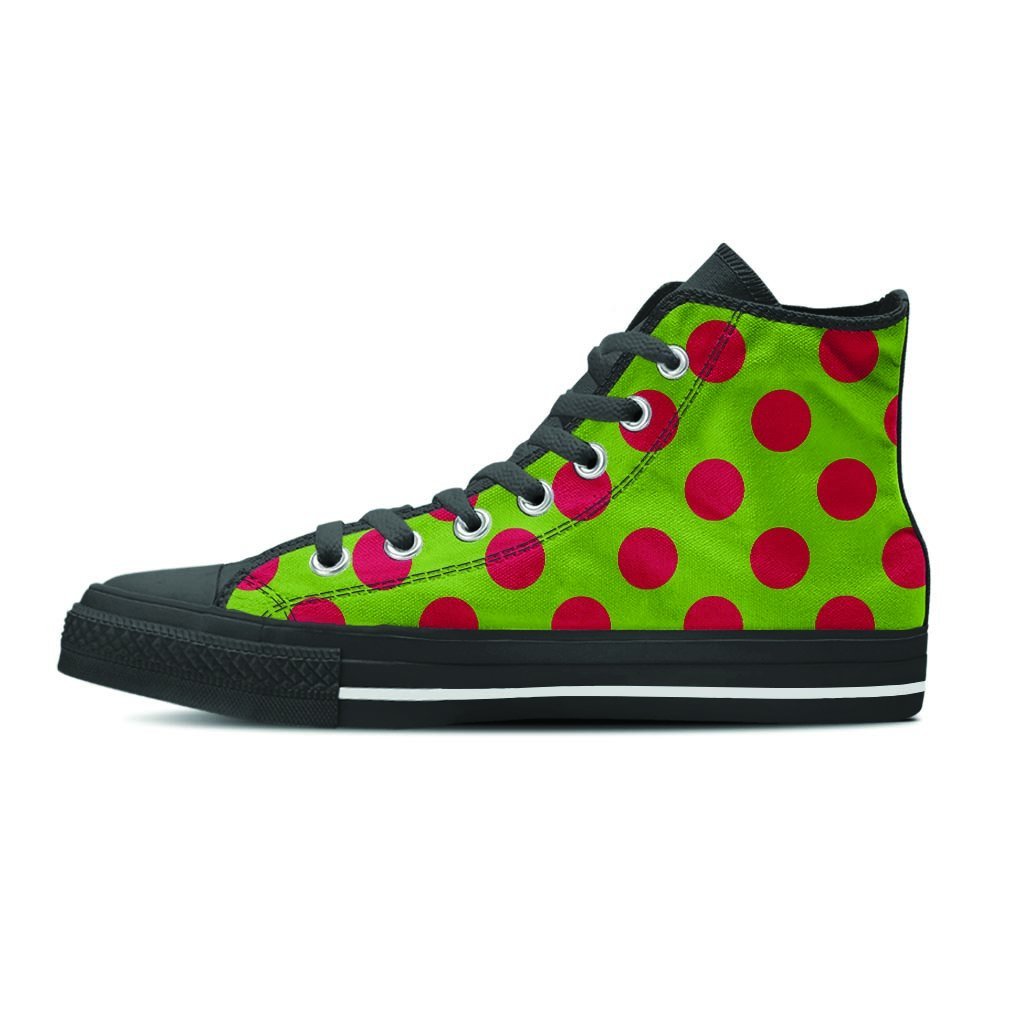 Green And Red Polka Dot Women's High Top Shoes-grizzshop