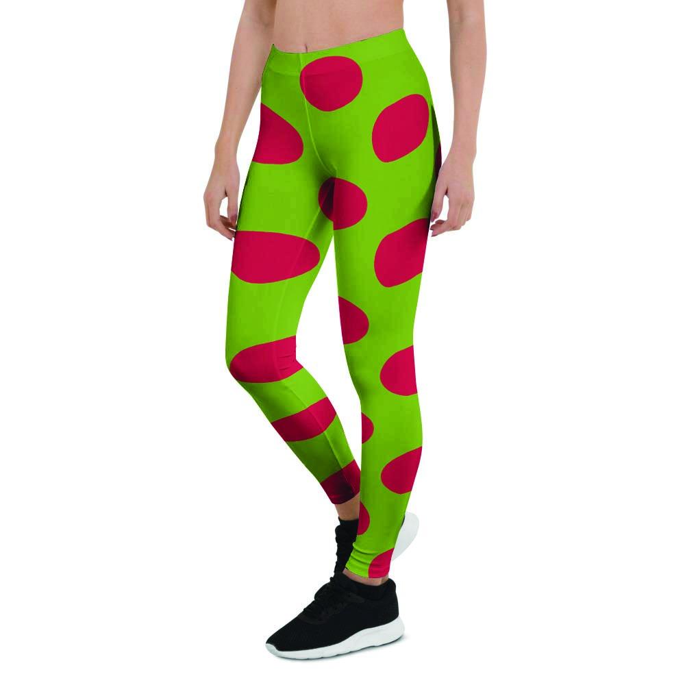 Green And Red Polka Dot Women's Leggings-grizzshop